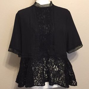 Zara Lace Black Blouse Size XL